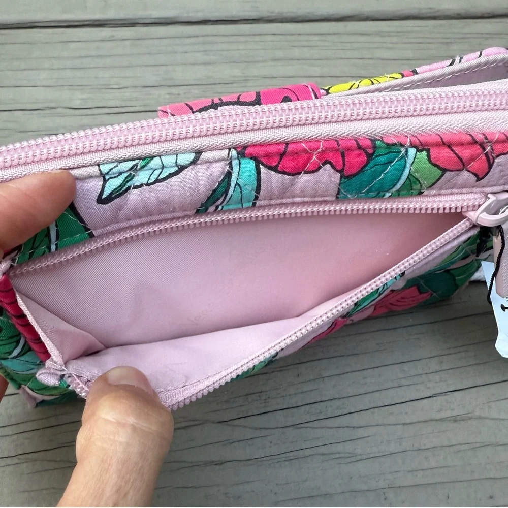 NWT Vera Bradley Vintage Floral Iconic RFID Turnlock Cotton Wallet